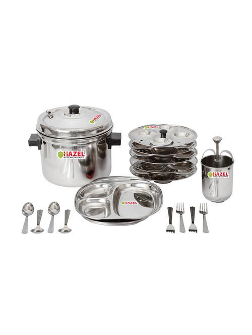 regular idli (5-rack plates, 20 idlis) combo stainless steel pressure cooker, set of 15 - 15573683 - Very Small Image - 1