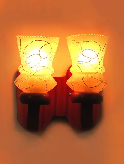 lakshya new stylish twins hand decorative colorful glass wall lamp light with royal wooden fitting dn-2wa252 - 15573726 - Very Small Image - 1