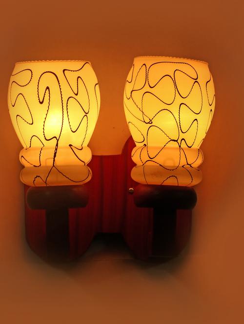 lakshya new stylish twins hand decorative colorful glass wall lamp light with royal wooden fitting dn-2wa253 - 15573727 - Very Small Image - 1
