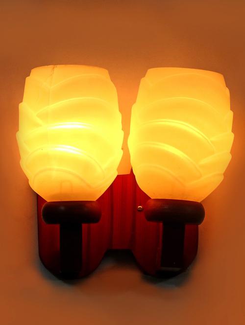lakshya new stylish twins hand decorative colorful glass wall lamp light with royal wooden fitting dn-2wa251 - 15573728 - Very Small Image - 1