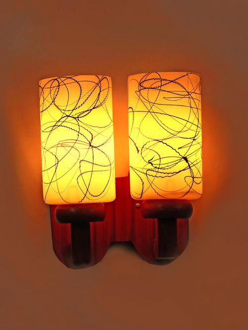 lakshya new stylish twins hand decorative colorful glass wall lamp light with royal wooden fitting (set of two) dn-2wa255 - 15573729 - Very Small Image - 1