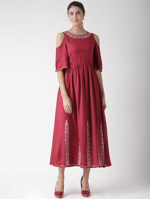 cold shoulder embroidered dress - 15574024 - Very Small Image - 1