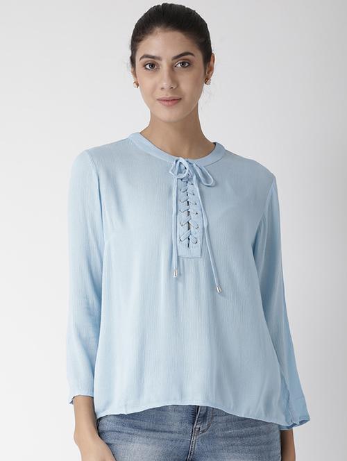 women's straight round neck top - 15574056 - Very Small Image - 1
