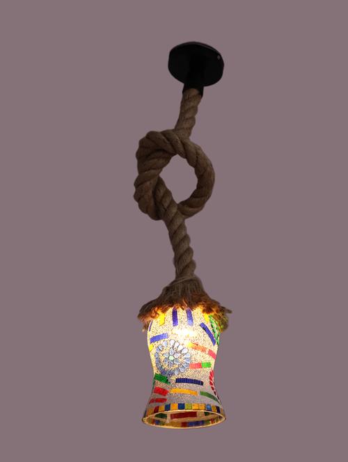 ultra stylish pendant ceiling lamp light hanging in rope with hand decorative designer glass shade (set of four ) - 15574237 - Very Small Image - 1