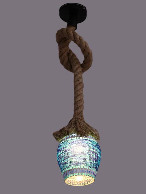ultra stylish pendant ceiling lamp light hanging in rope with hand decorative designer glass shade (set of four ) - 15574241 - Very Small Image - 1