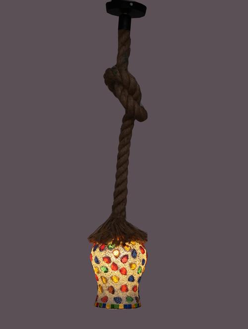 ultra stylish pendant ceiling lamp light hanging in rope with hand decorative designer glass shade (set of two ) - 15574247 - Very Small Image - 1