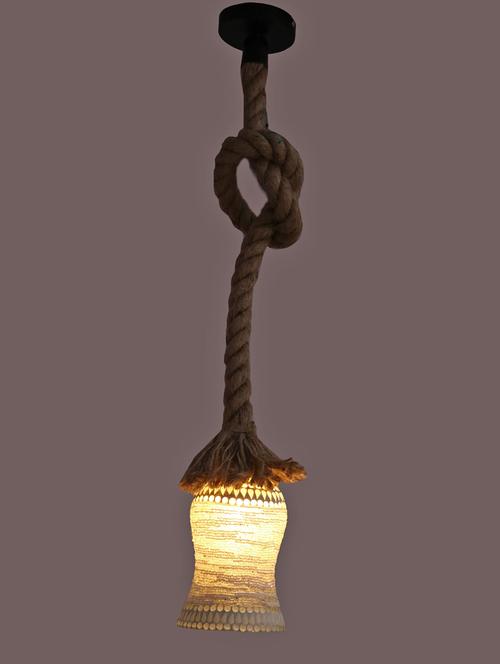 ultra stylish pendant ceiling lamp light hanging in rope with hand decorative designer glass shade (set of two ) - 15574248 - Very Small Image - 1