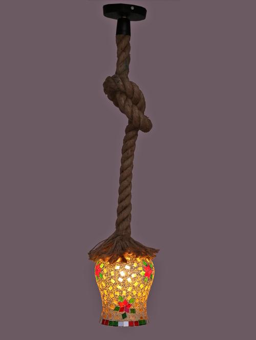 ultra stylish pendant ceiling lamp light hanging in rope with hand decorative designer glass shade (set of two ) - 15574249 - Very Small Image - 1