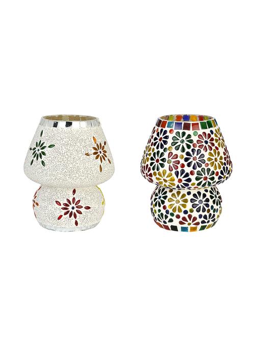 attractive colorful hand decorative designer mosaic table lamp combo set (decorative with beads and chips) - 15574328 - Very Small Image - 1