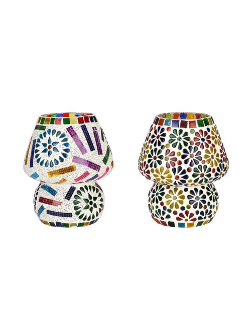 attractive colorful hand decorative designer mosaic table lamp combo set (decorative with beads and chips) - 15574334 - Very Small Image - 1