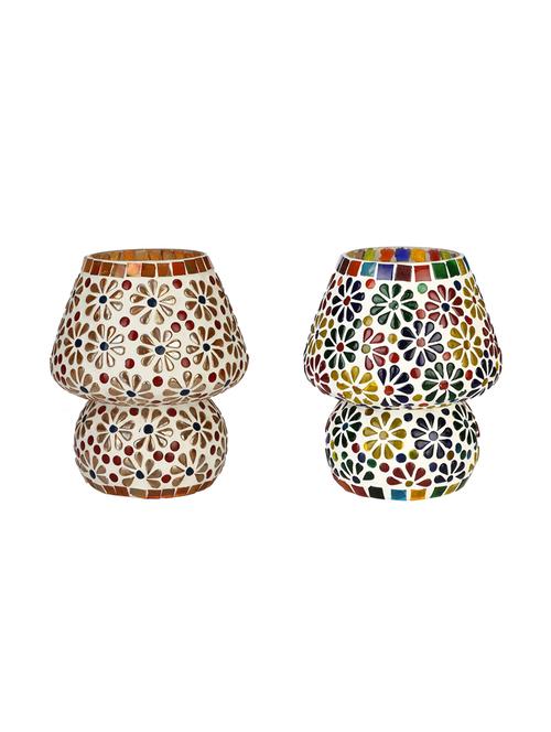 attractive colorful hand decorative designer mosaic table lamp combo set (decorative with beads and chips) - 15574338 - Very Small Image - 1