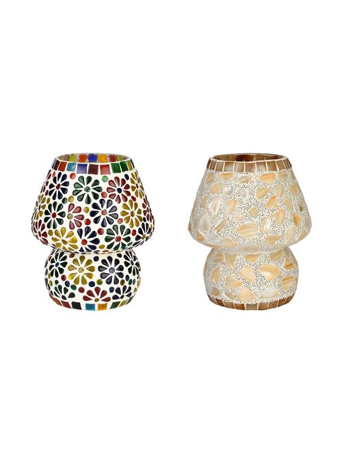 attractive colorful hand decorative designer mosaic table lamp combo set (decorative with beads and chips) - 15574341 - Very Small Image - 1