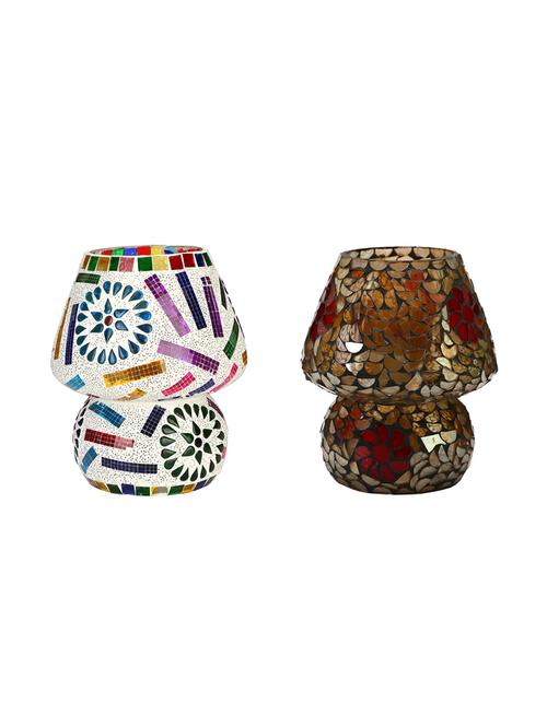 attractive colorful hand decorative designer mosaic table lamp combo set (decorative with beads and chips) - 15574352 - Very Small Image - 1