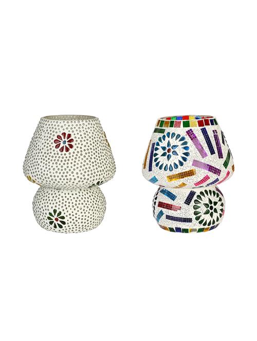 attractive colorful hand decorative designer mosaic table lamp combo set (decorative with beads and chips) - 15574369 - Very Small Image - 1
