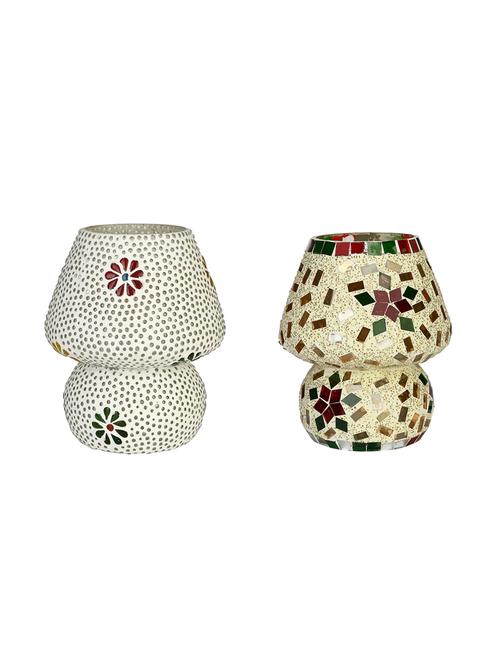 attractive colorful hand decorative designer mosaic table lamp combo set (decorative with beads and chips) - 15574372 - Very Small Image - 1