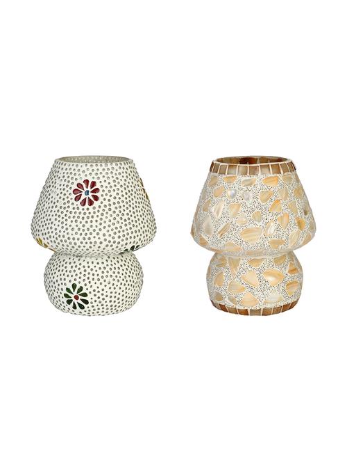attractive colorful hand decorative designer mosaic table lamp combo set (decorative with beads and chips) - 15574376 - Very Small Image - 1