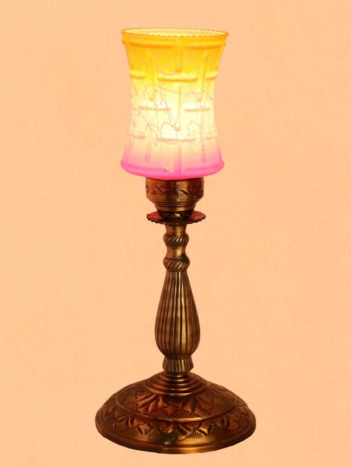 new designer bed corner & central table lamp with colorful decorative glass and royal look high quality stand (set of 2) - 15574491 - Very Small Image - 1