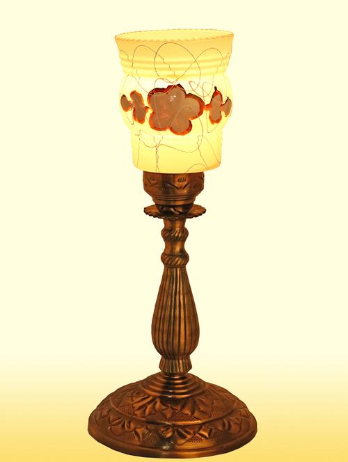 new designer bed corner & central table lamp with colorful decorative glass and royal look high quality stand (set of 2) - 15574498 - Very Small Image - 1