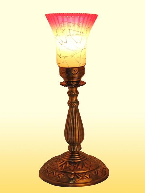 new designer bed corner & central table lamp with colorful decorative glass and royal look high quality stand (set of 4) - 15574540 - Very Small Image - 1