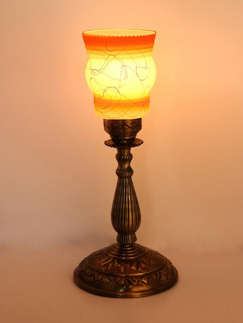 new designer bed corner & central table lamp with colorful decorative glass and royal look high quality stand (set of 4) - 15574545 - Very Small Image - 1