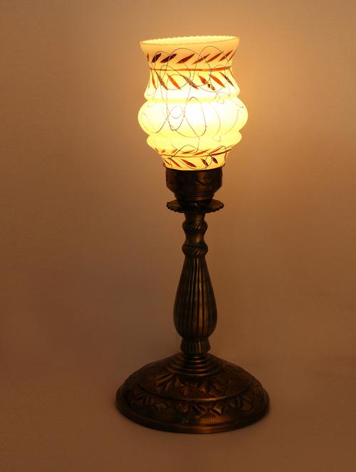 new designer bed corner & central table lamp with colorful decorative glass and royal look high quality stand (set of 4) - 15574548 - Very Small Image - 1