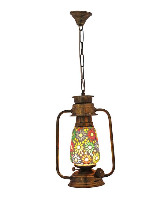 antique pendant hanging lantern lamp light with colorful glass perfect match of trading and traditional - 15574565 - Very Small Image - 1