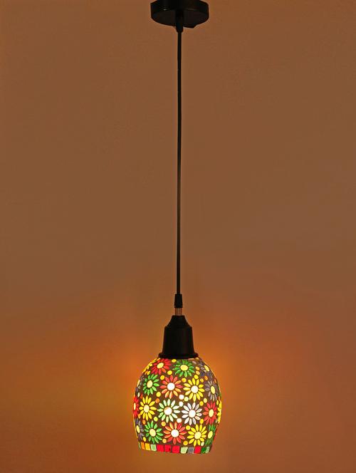decorative colorful mozac hanging lamp ornamented with colorful chips & beads with magical effects - 15574578 - Very Small Image - 1
