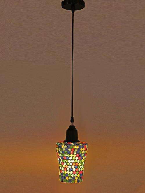 decorative colorful mozac hanging lamp ornamented with colorful chips & beads with magical effects - 15574579 - Very Small Image - 1