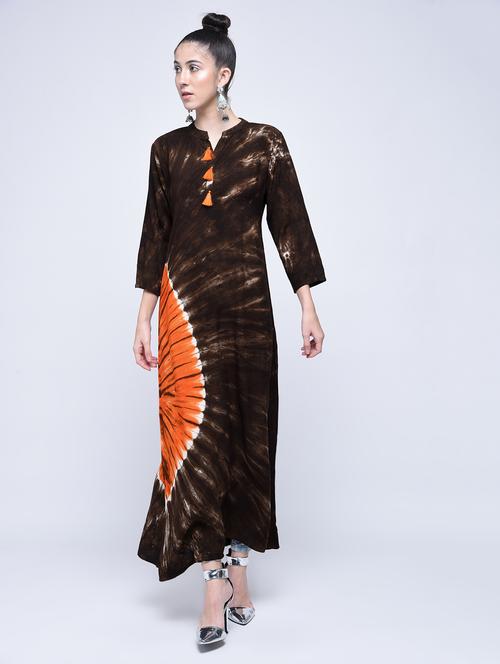 a-line tie & dye kurta with tassels - 15574641 - Very Small Image - 1