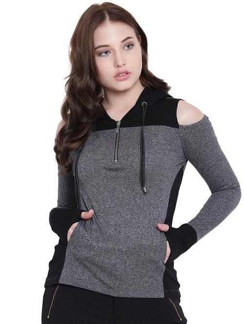 cold shoulder zipper detail sweatshirt - 15574695 - Very Small Image - 1