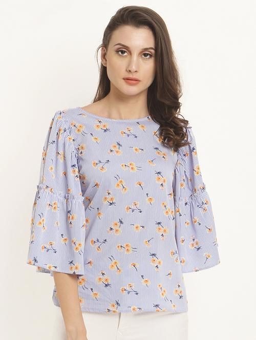 frilled detail striped top - 15574838 - Very Small Image - 1