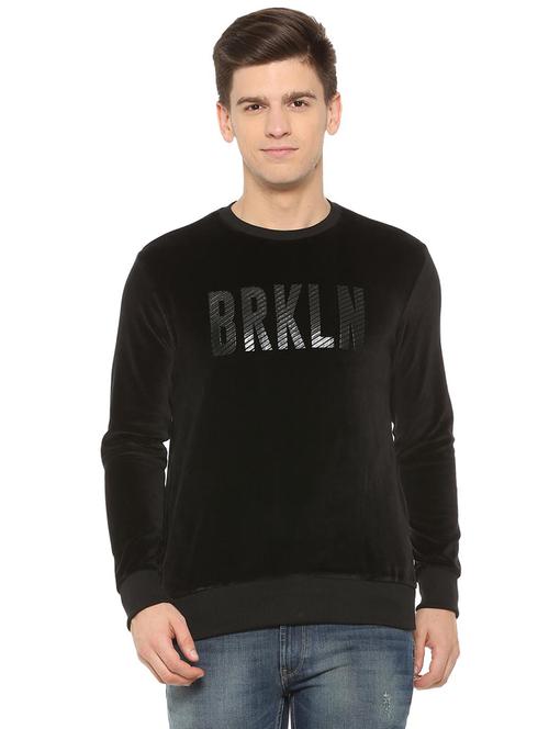 black cotton chest print sweatshirt - 15574855 - Very Small Image - 1