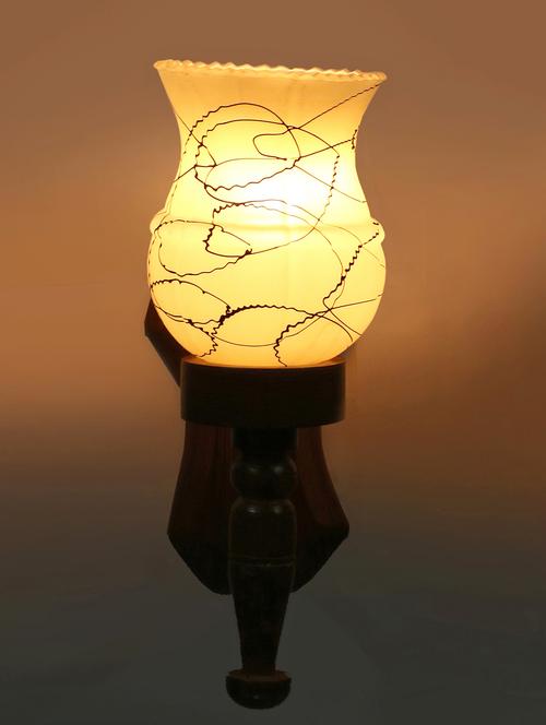 lakshya new stylish hand decorative colorful glass wall lamp light with royal wooden fitting-ow27 - 15574905 - Very Small Image - 1
