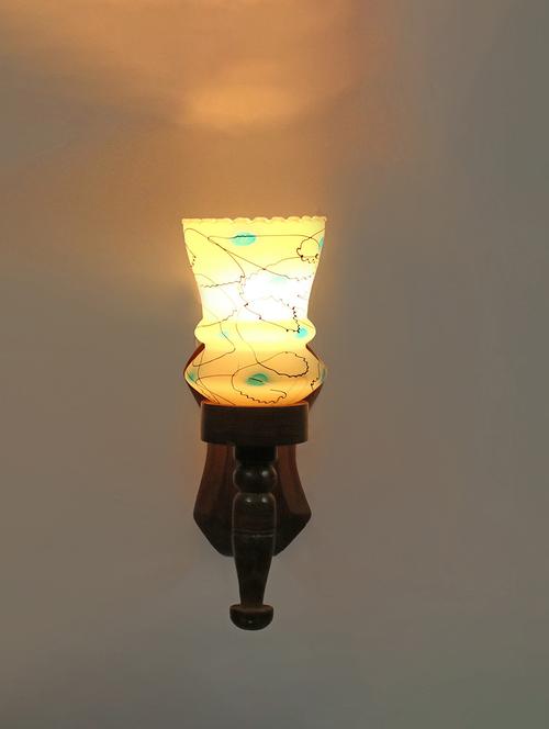 lakshya new stylish hand decorative colorful glass wall lamp light with royal wooden fitting-ow29 - 15574907 - Very Small Image - 1