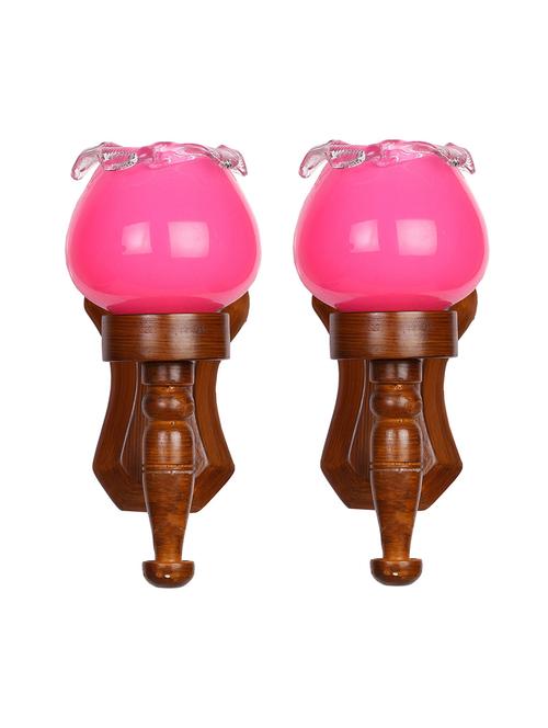 lakshya new stylish hand decorative colorful glass wall lamp light with royal wooden fitting (set of two)-ow36 - 15574914 - Very Small Image - 1