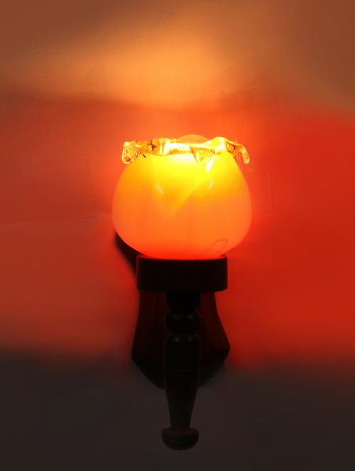 lakshya new stylish hand decorative colorful glass wall lamp light with royal wooden fitting (set of two)-ow38 - 15574916 - Very Small Image - 1