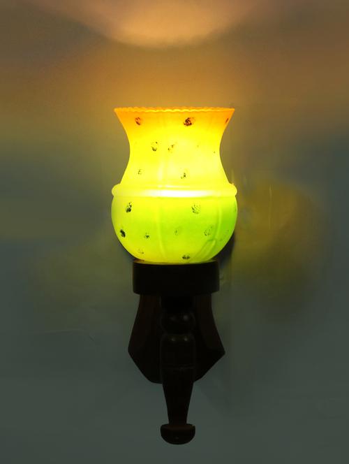 lakshya new stylish hand decorative colorful glass wall lamp light with royal wooden fitting (set of two)-ow43 - 15574921 - Very Small Image - 1