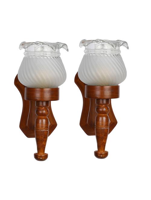 lakshya new stylish hand decorative colorful glass wall lamp light with royal wooden fitting (set of two)-ow46 - 15574924 - Very Small Image - 1