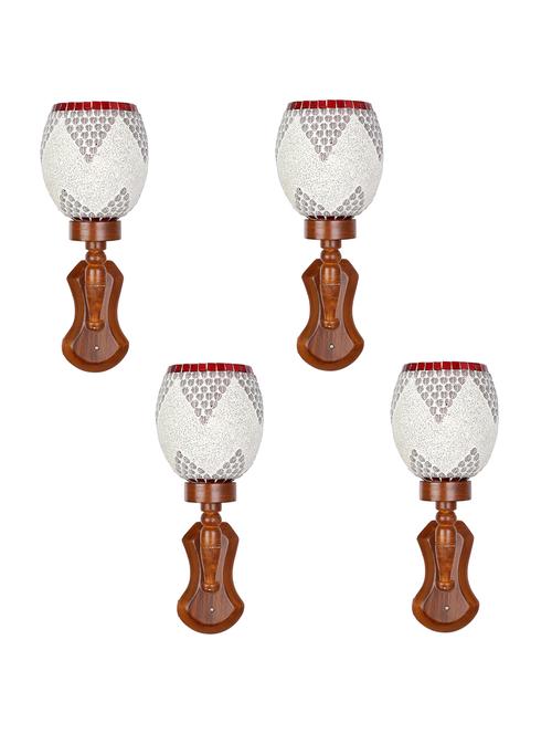 lakshya new stylish hand decorative colorful glass wall lamp light with royal wooden fitting (set of four)-ow47 - 15574925 - Very Small Image - 1