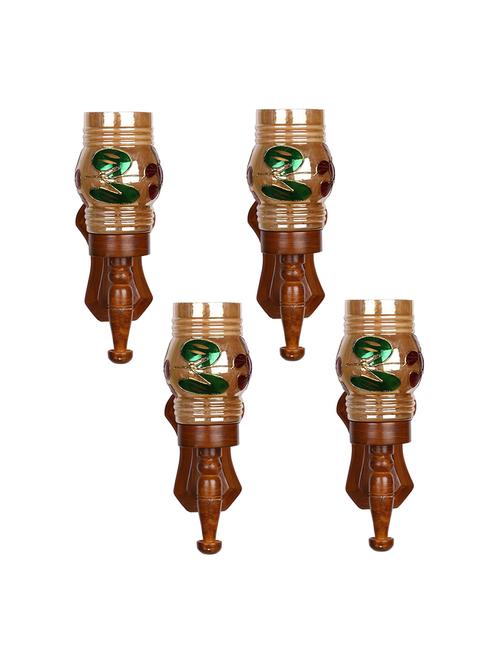 lakshya new stylish hand decorative colorful glass wall lamp light with royal wooden fitting (set of four)-ow50 - 15574928 - Very Small Image - 1