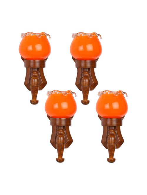 lakshya new stylish hand decorative colorful glass wall lamp light with royal wooden fitting (set of four)-ow51 - 15574929 - Very Small Image - 1