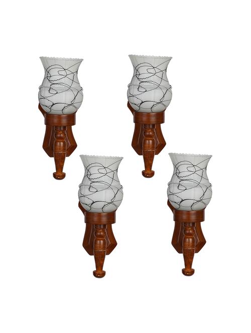 lakshya new stylish hand decorative colorful glass wall lamp light with royal wooden fitting (set of four)-ow53 - 15574931 - Very Small Image - 1