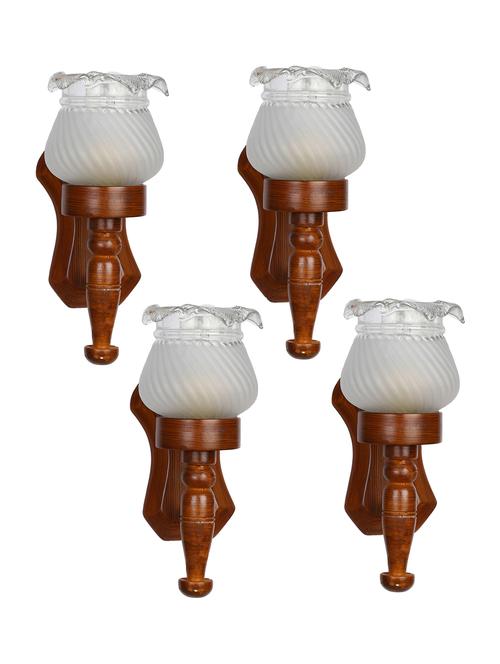 lakshya new stylish hand decorative colorful glass wall lamp light with royal wooden fitting (set of four)-ow59 - 15574937 - Very Small Image - 1