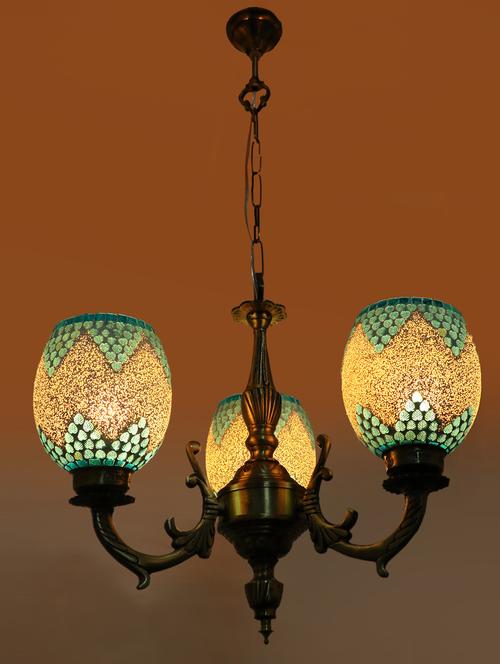 lakshya chandelier decorate with chips & beeds, magical & romantic lighting effect ,3 light ceiling pandent lamp- k18 - 15575050 - Very Small Image - 1