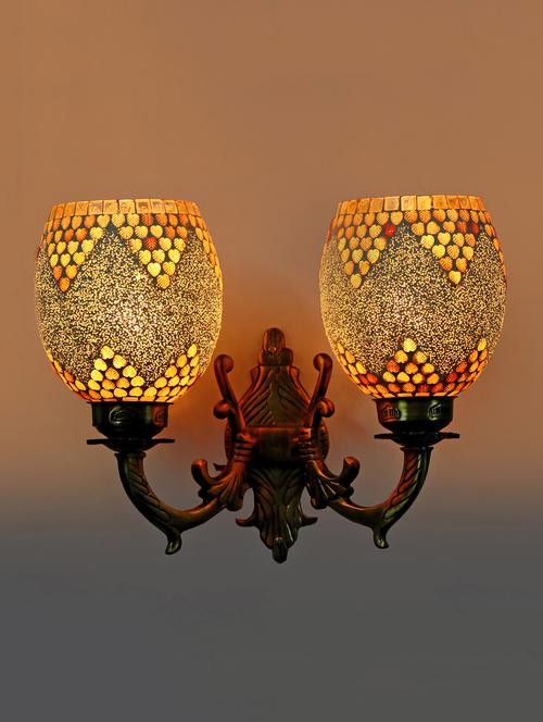 lakshya twins wall lamp with hand decorative colorful glass & metal fitting for colorful magical light d34 - 15575091 - Very Small Image - 1