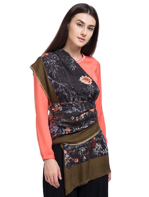 floral woolen stole - 15575288 - Very Small Image - 1