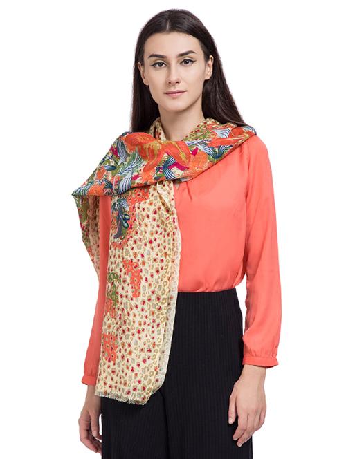 floral woolen stole - 15575306 - Very Small Image - 1