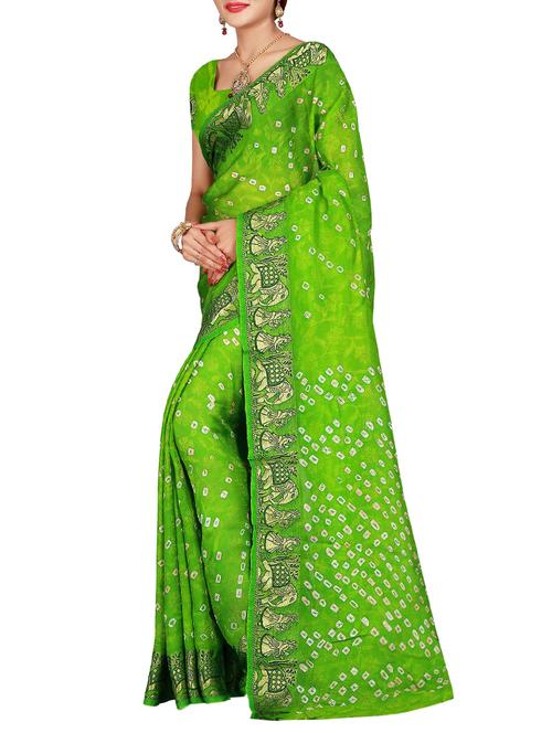 conversational zari border bandhani saree with blouse - 15575685 - Very Small Image - 1
