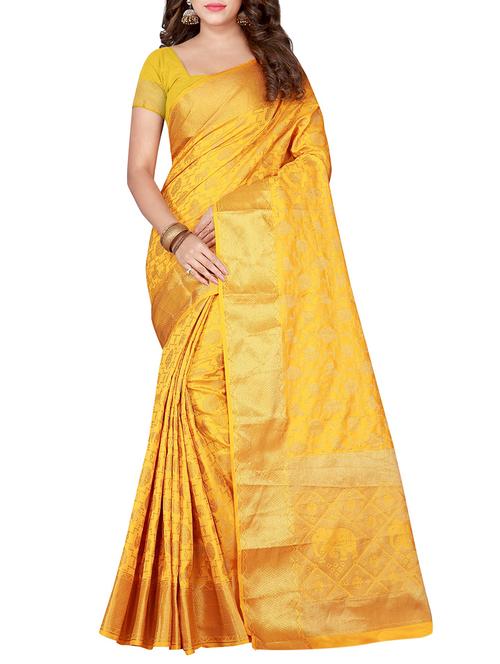 conversational zari motif banarasi saree with blouse - 15575896 - Very Small Image - 1