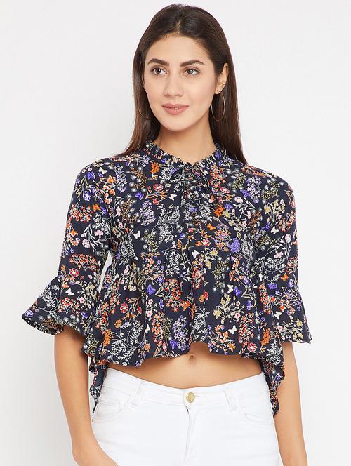 women's high-low tie-up neck top - 15575940 - Very Small Image - 1